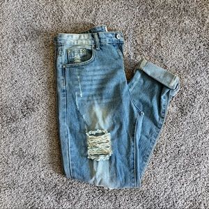 SheIn Distressed Light-washed Denim Pants